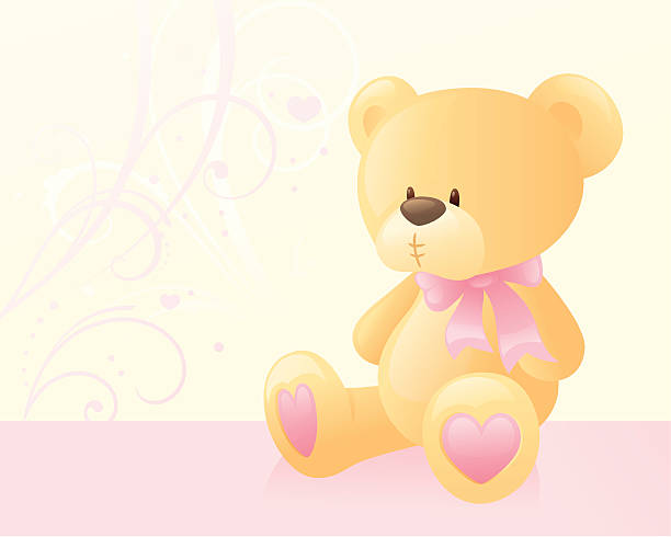 Pink Bear Teddybear with pink bow. pink teddy bear stock illustrations