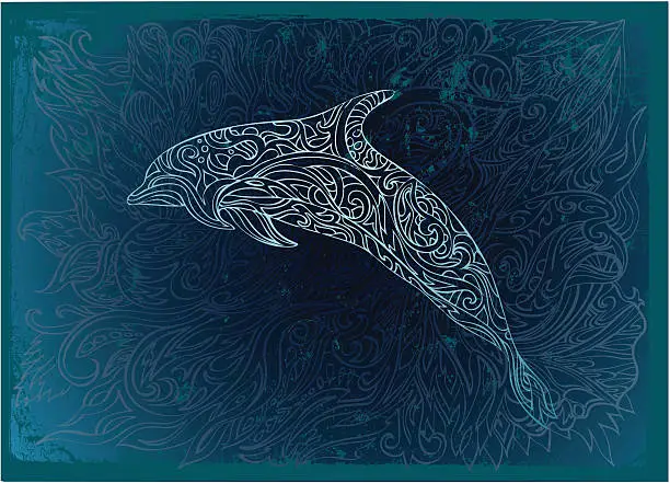 Vector illustration of ornate dolphin