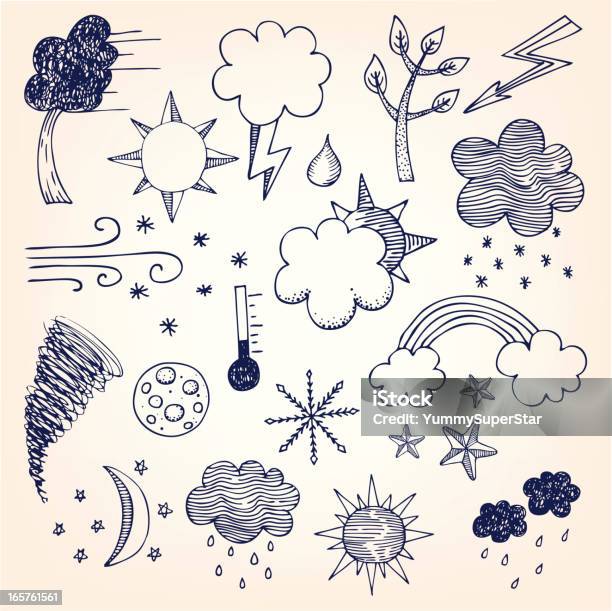 Handdrawn Weather Set Stock Illustration - Download Image Now - Rainbow, Doodle, Weather