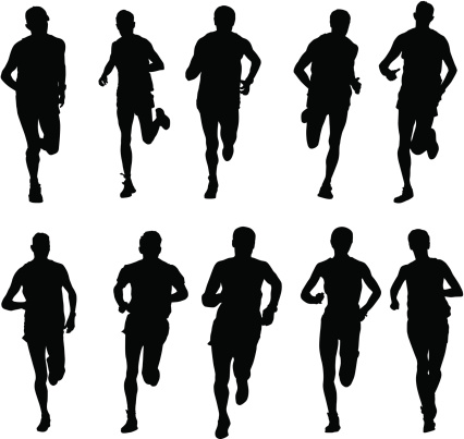 Different people running in silhouette