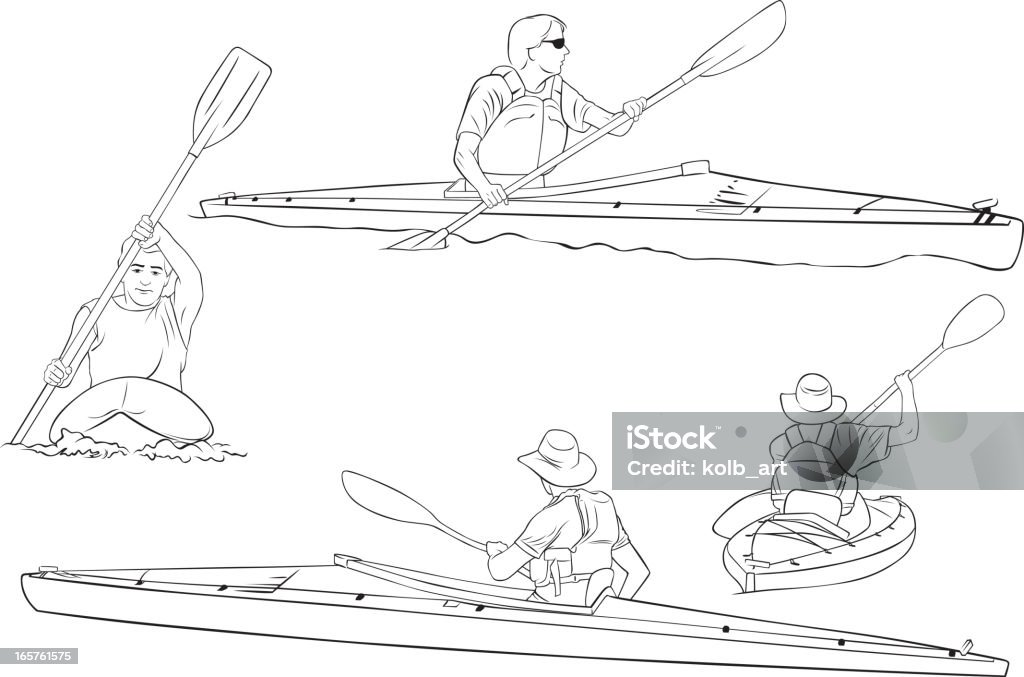카약 라인 도면 - 로열티 프리 카약-카누와 카약 벡터 아트