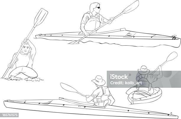카약 라인 도면 카약-카누와 카약에 대한 스톡 벡터 아트 및 기타 이미지 - 카약-카누와 카약, 라인아트, 카약-노 젓는 배