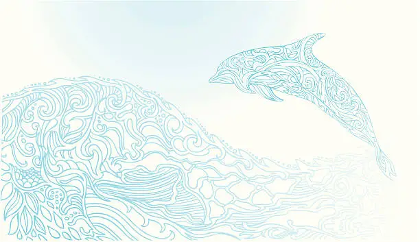 Vector illustration of ethereal dolphin