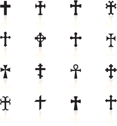 Simple black icons representing different cross models.