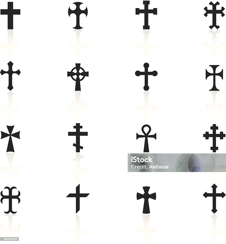 Black Symbols - Crosses Simple black icons representing different cross models. Religious Cross stock vector