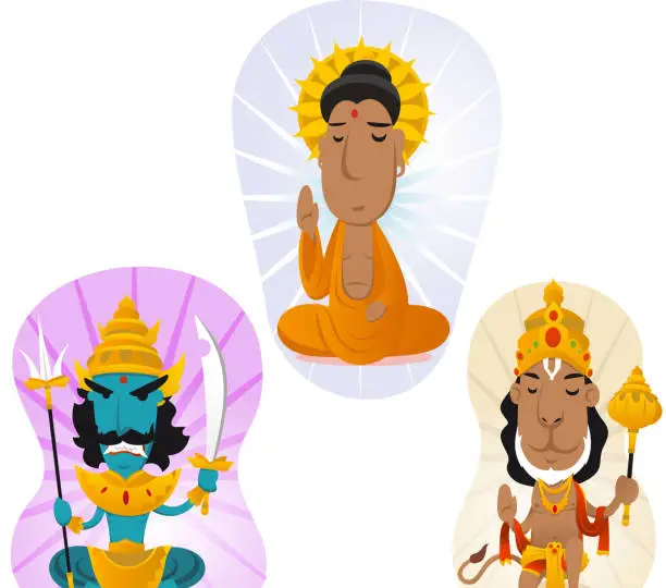 Vector illustration of Hindu gods set 2