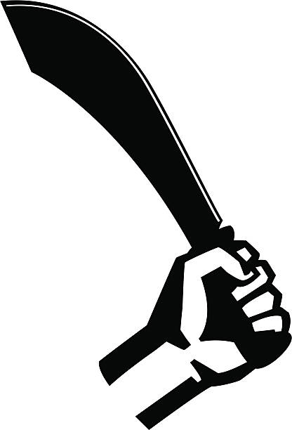 machete hand simple hand holding machete graphic Machete stock illustrations