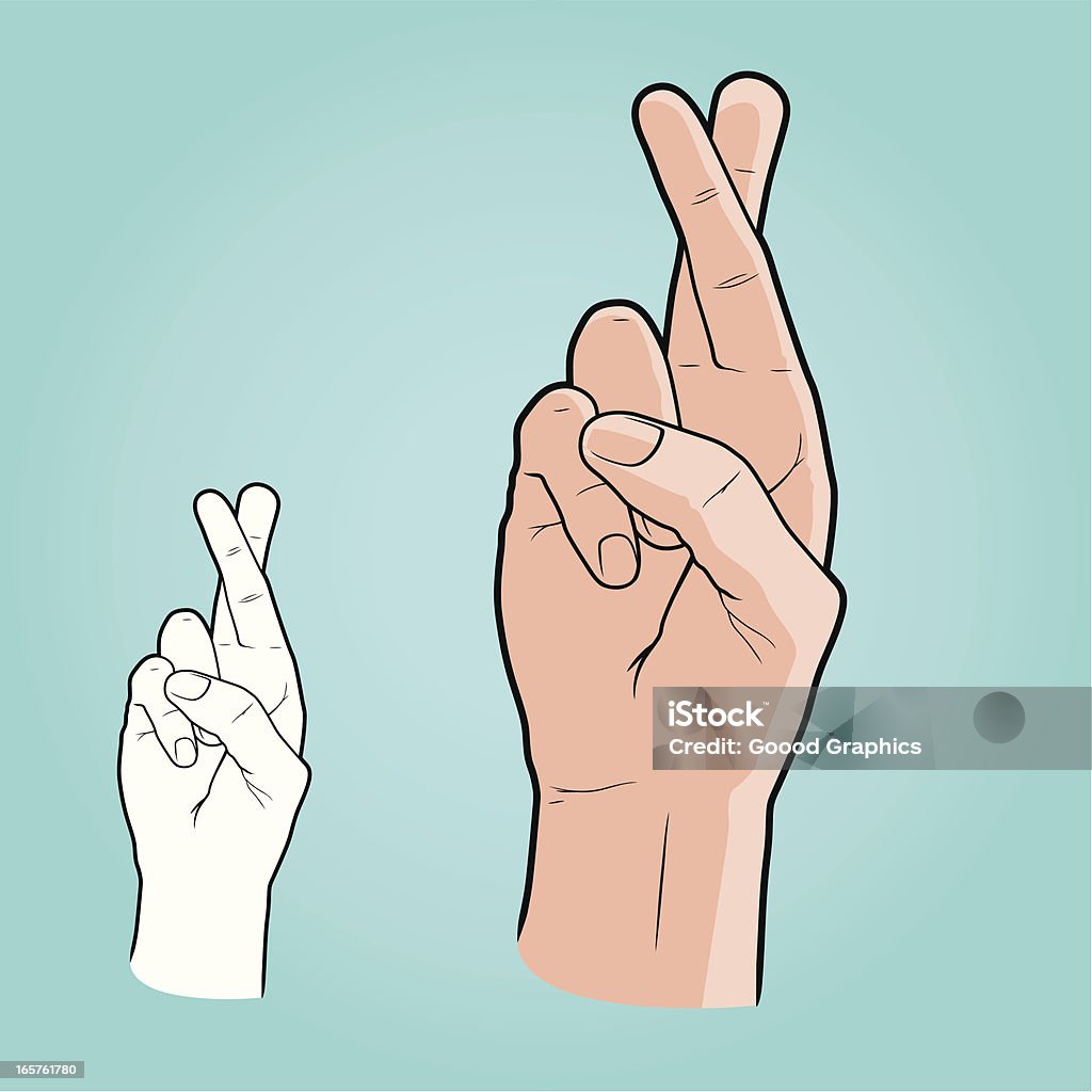 Ilustración vectorial de mano con los dedos cruzados - arte vectorial de Cruzar los dedos libre de derechos