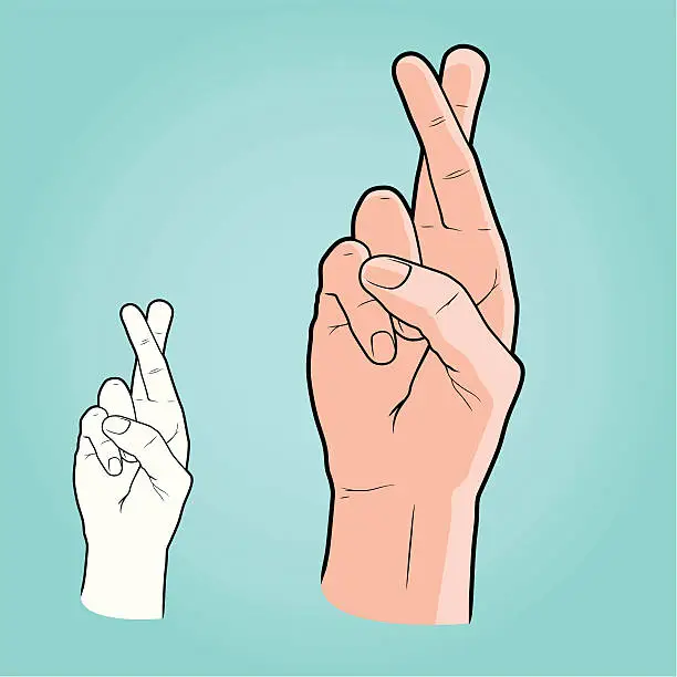 Vector illustration of Vector illustration - Hand with fingers crossed