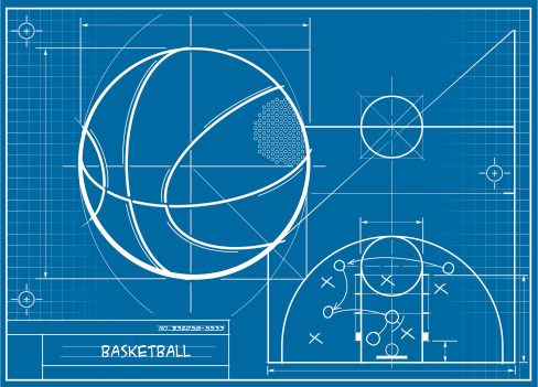 Basketball Blueprint Stock Illustration - Download Image Now - Basketball - Sport, Sports Court, Blueprint - Istock