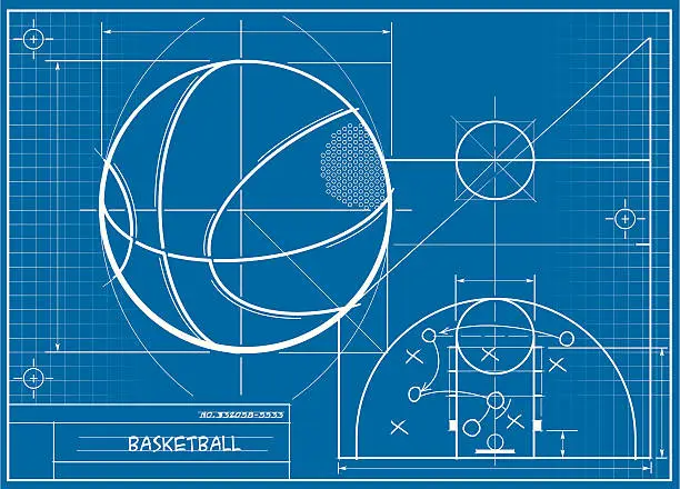 Vector illustration of Basketball Blueprint