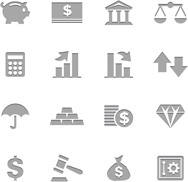 Finance Icons | Letterpress Series vector art illustration