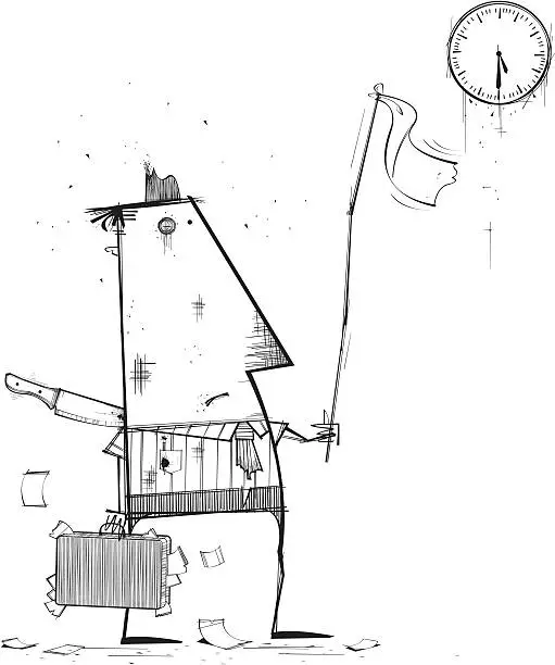 Vector illustration of Businessman Waving White Flag
