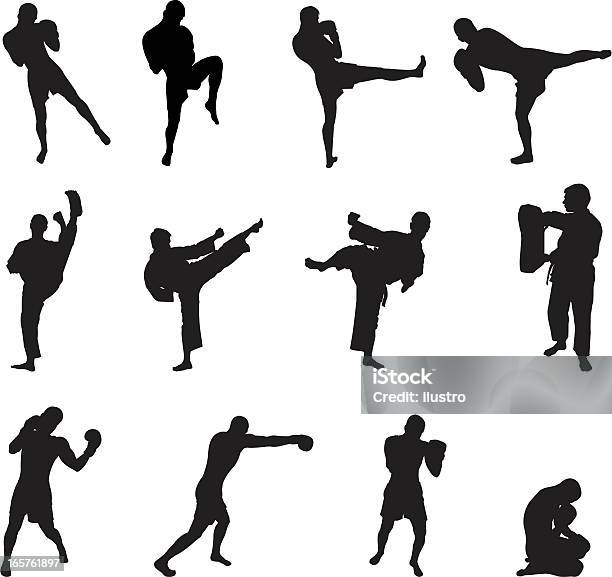 Kick Boxing Stock Illustration - Download Image Now - In Silhouette, Boxing - Sport, Karate