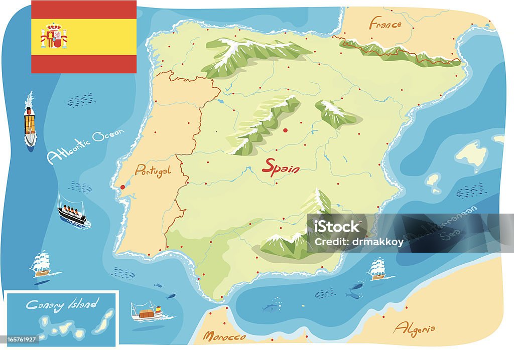 Mapa de Espanha - Vetor de Barcelona - Espanha royalty-free