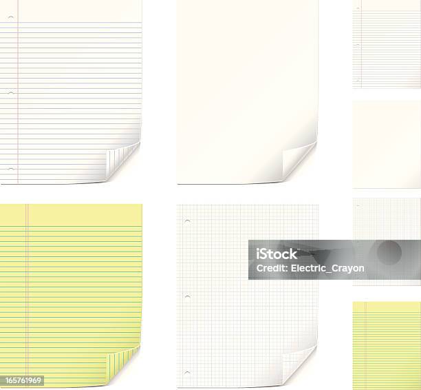 Вектор Бумаги Набор — стоковая векторная графика и другие изображения на тему Линованная бумага - Линованная бумага, Миллиметровка, Без людей