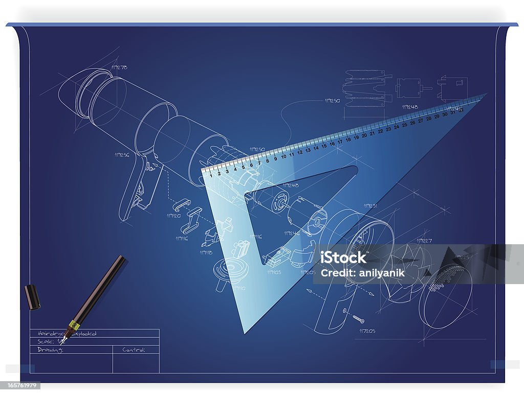 Disegno tecnico - arte vettoriale royalty-free di Cianografia
