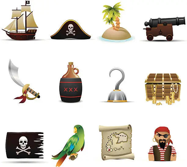 Vector illustration of Pirate Icons