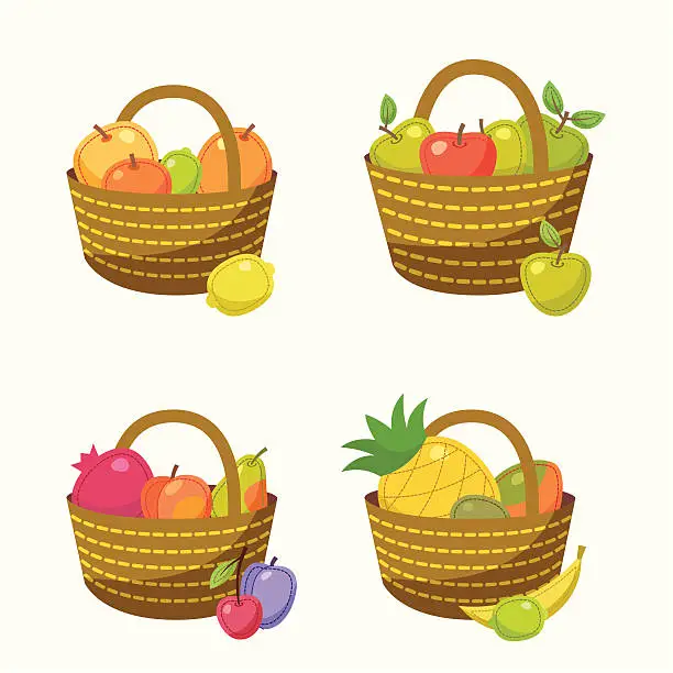 Vector illustration of Fruit baskets