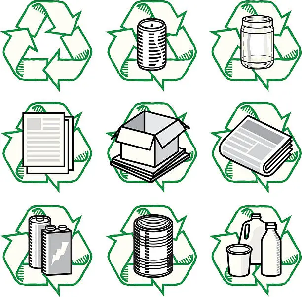 Vector illustration of Recycling Icons