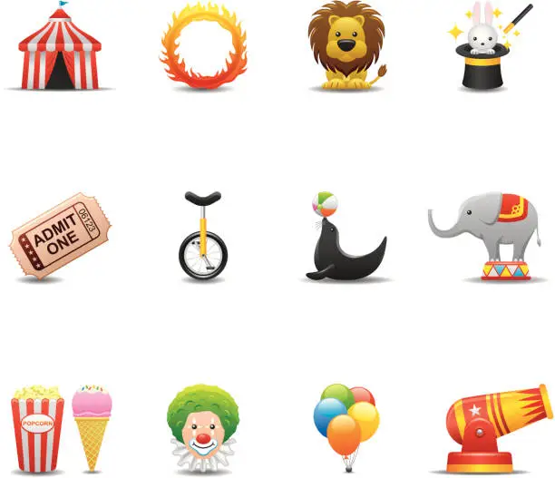 Vector illustration of Circus Icon Set | Elegant Series