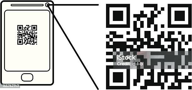 스마트 폰 Qr 코드 스캔 QR코드에 대한 스톡 벡터 아트 및 기타 이미지 - QR코드, 흰색 배경, 0명