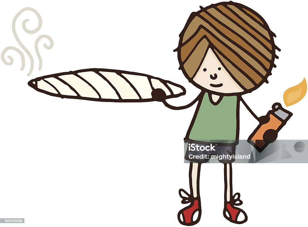 Boy holding large joint Marijuana Joint stock vector