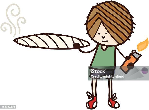 Boy Holding Large Joint Stock Illustration - Download Image Now - Marijuana Joint, Oversized Object, Smoke - Physical Structure