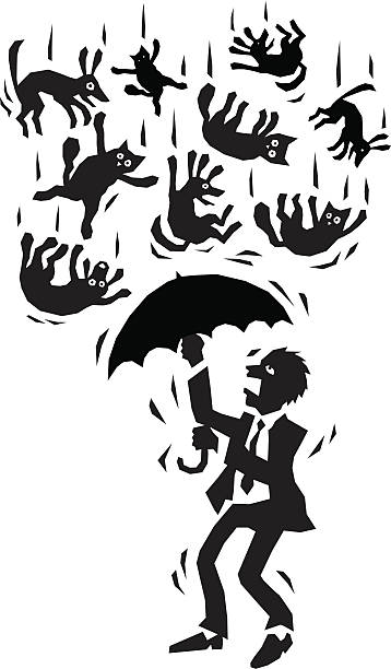 ilustrações, clipart, desenhos animados e ícones de raining cats and dogs - raining cats and dogs