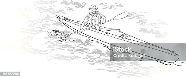 Single Kayaker Kayaking On Open Water Stock Illustration - Download Image Now - Activity, Adult, Adventure