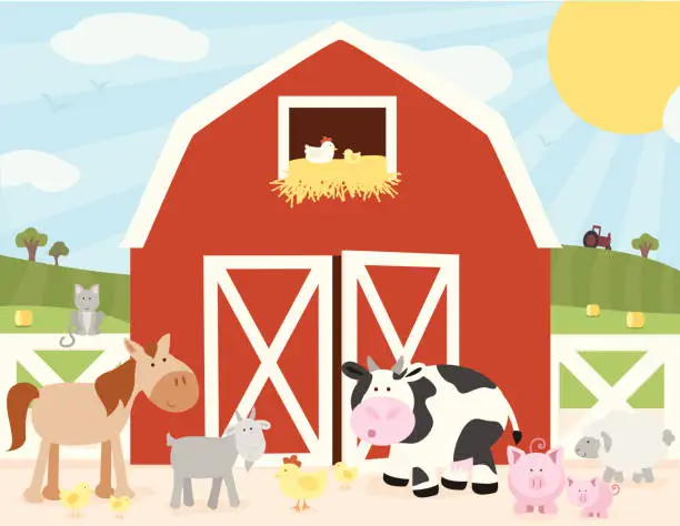 Vector illustration of Farm Scene