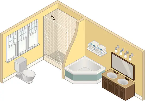 Vector illustration of Isometric Bathroom