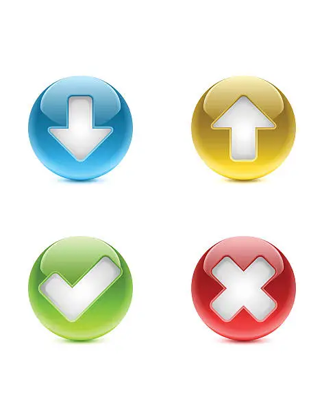 Vector illustration of Web Buttons | Download, Upload, Approved, Rejected