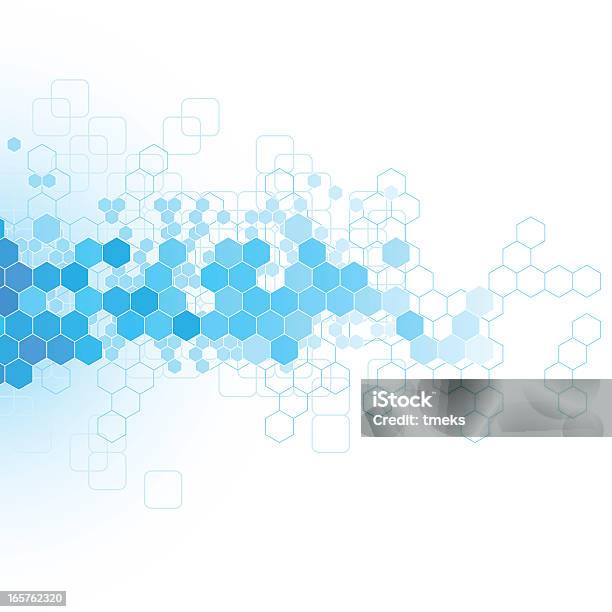 Синий Абстрактный Фон — стоковая векторная графика и другие изображения на тему Шестиугольник - Шестиугольник, Синий, Фоновые изображения