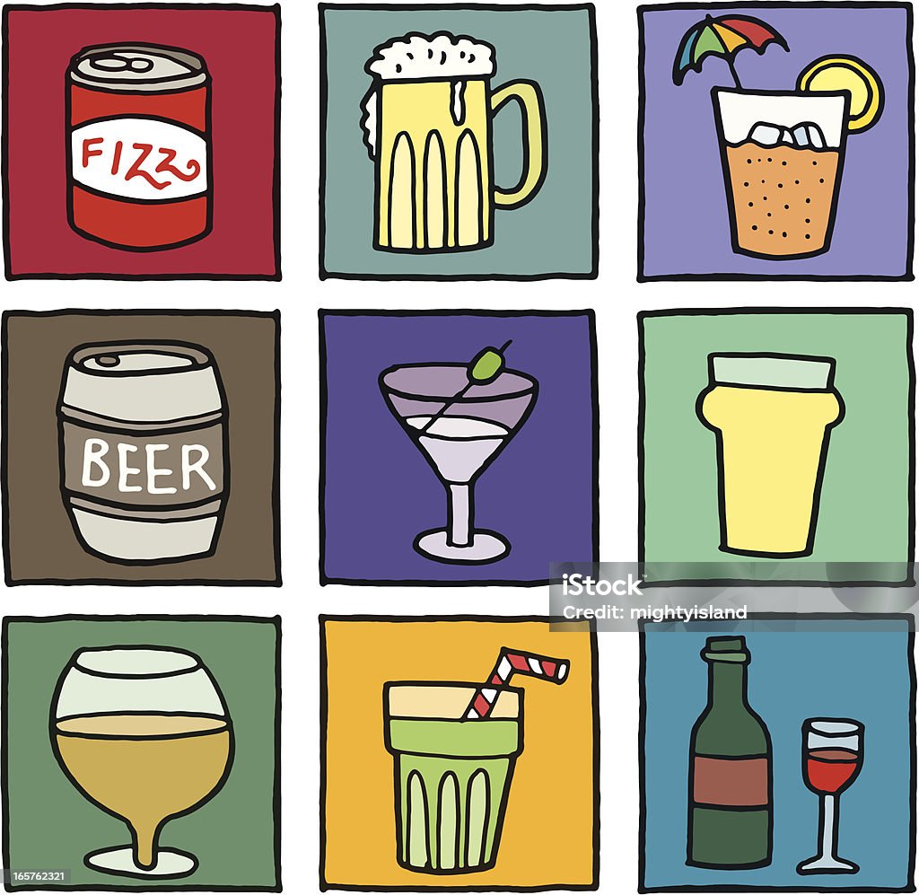 Cerveja e bebidas alcoólicas quadras - Vetor de Cerveja royalty-free