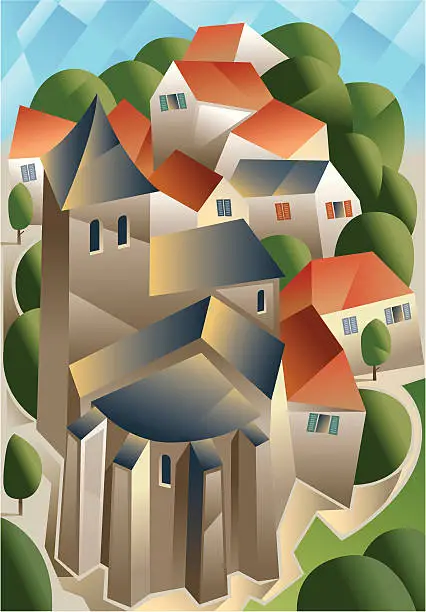 Vector illustration of Cubist town