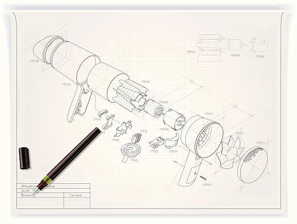 Vector illustration of technical drawing