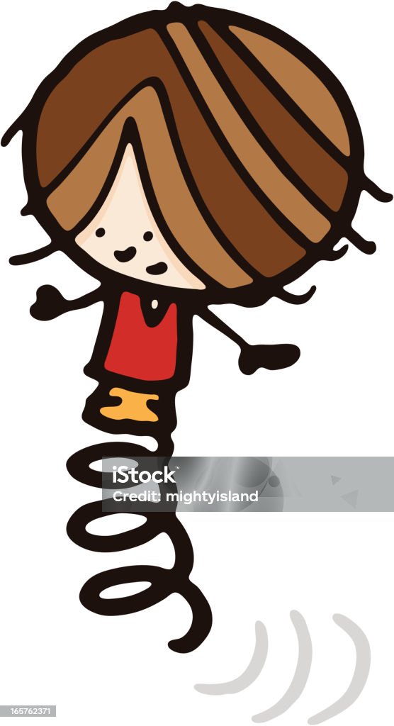 Spring Bouncing Drawing Boy On A Spring Stock Illustration - Download Image Now - Activity ...