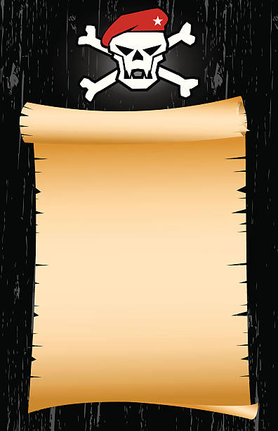пустой пиратский карта - scroll paper old yellowed stock illustrations