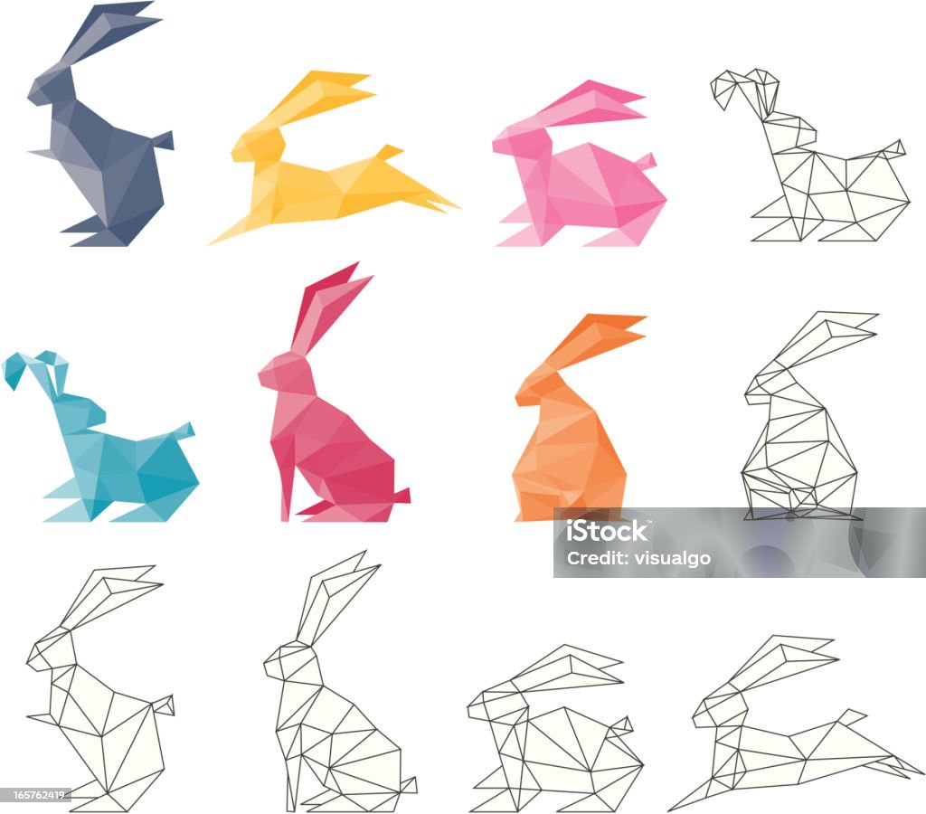 Geometric Rabbit Paper Paper Rabbit Stock Illustration - Download Image Now - Rabbit - Animal ...