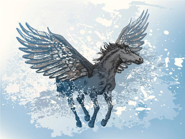 Flying horse vector art illustration