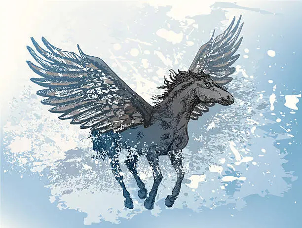 Vector illustration of Flying horse