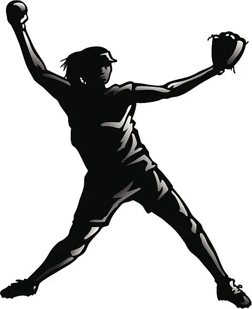 Vector illustration of Fastpitch Silhouette