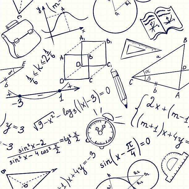 бесшовный школа рисунком - mathematics stock illustrations