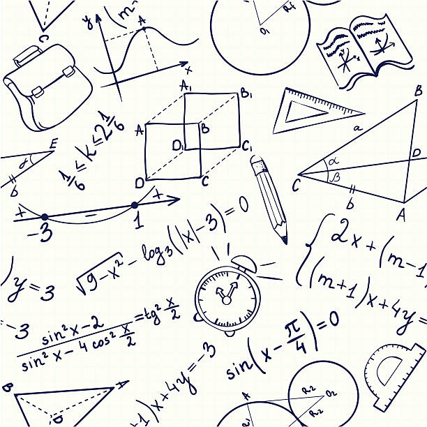 seamless school pattern - matematik formülü stock illustrations