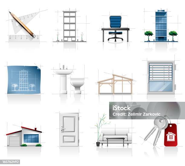 Immobilier Icon Set Vecteurs libres de droits et plus d'images vectorielles de Lavabo - Lavabo, Architecture, Bâtiment vu de l'extérieur