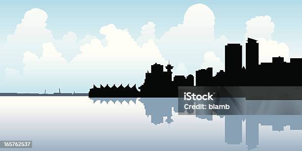 Ванкувер Skyline Силуэт — стоковая векторная графика и другие изображения на тему Ванкувер - Канада - Ванкувер - Канада, Линия горизонта, Британская Колумбия