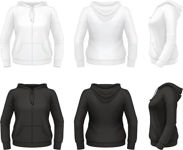 Vector illustration of Women's zip hoodie with pockets