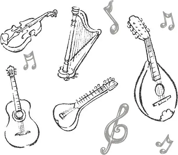 Vector illustration of String Instrument Set