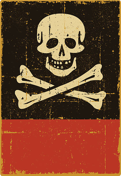 Vintage Jolly Roger sinal com espaço para texto - ilustração de arte em vetor